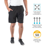 SG Edge Antimicrobial Quick Dry Men's 7inch Running Shorts, Black SG Edge Apparel